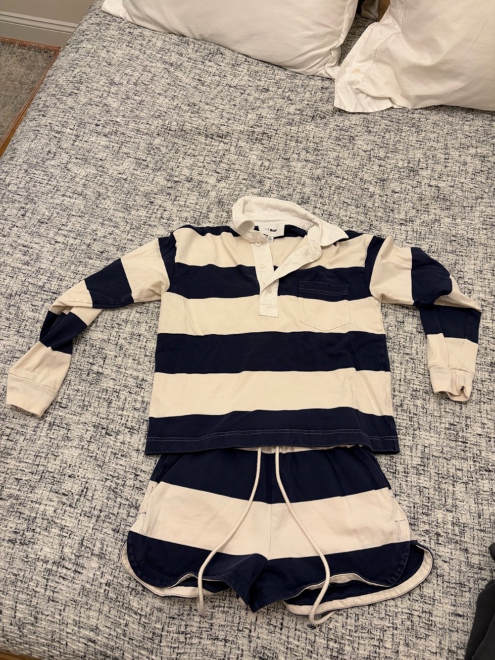 Striped Navy and White LEBOP Two-Piece set